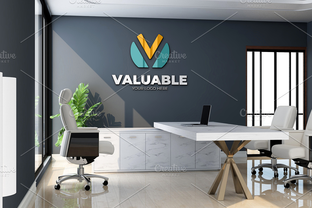 PSD Modern Office Wall Logo Mockup, an Advertising Mockup by Ayy (Photo 9 of 15)