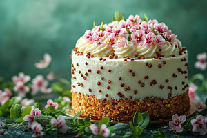 Delicious decorated easter cake with colorful toppings, a Food & Drink Photo by AlyaAnd