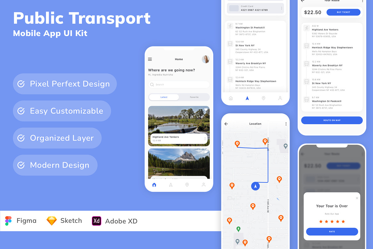 Public Transport Mobile App UI Kit, an UI Kit Template by Betush (Photo 2 of 3)