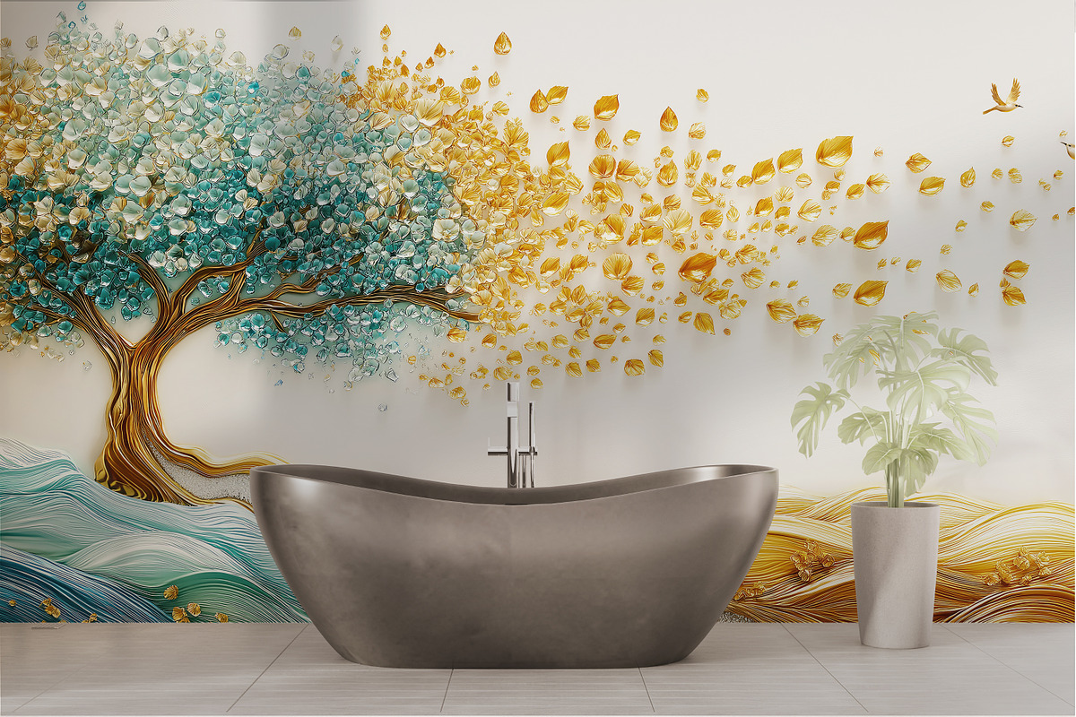 Abstract golden tree elk wallpaper, a Decorative Illustration by fei long (Photo 3 of 10)