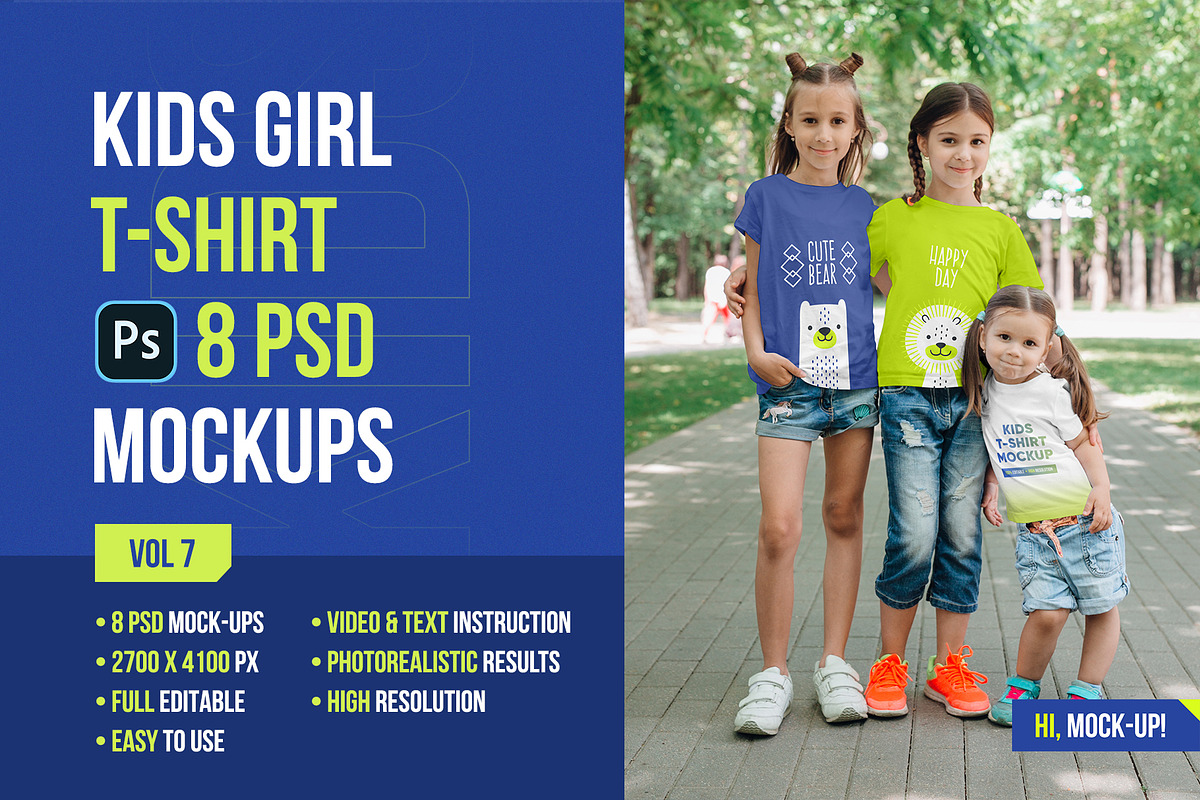 Kids Girl T-Shirt PSD Mockups Vol7, a Shirt Mockup by Hi, Mock-Up! (Photo 1 of 8)