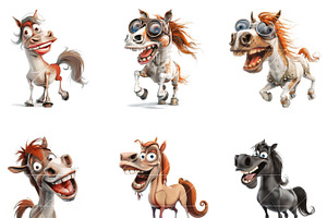 Watercolor Cute Horses Clipart