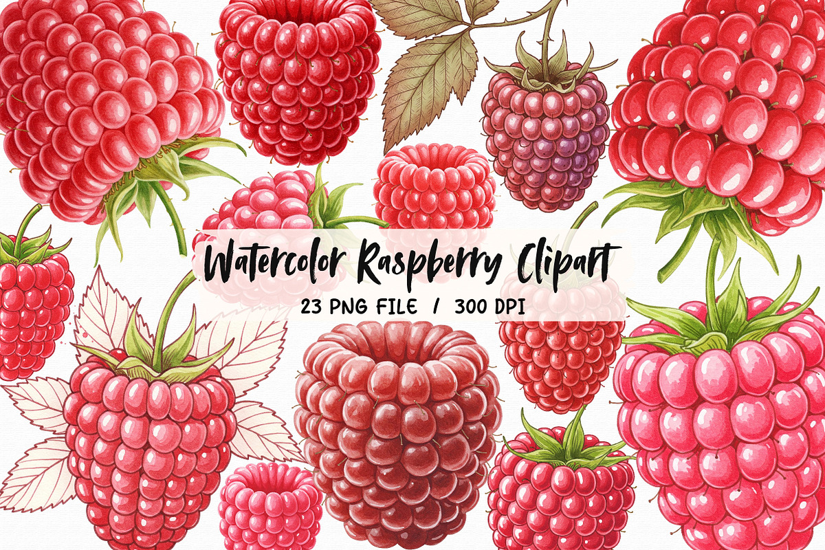 Watercolor Raspberry Clipart, an Illustration by Libby Wishes (Photo 1 of 5)