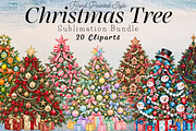 Hand Painted Christmas Tree Bundle, a Seasonal Illustration by Ink Gallery (Thumbnail 1 of 11)