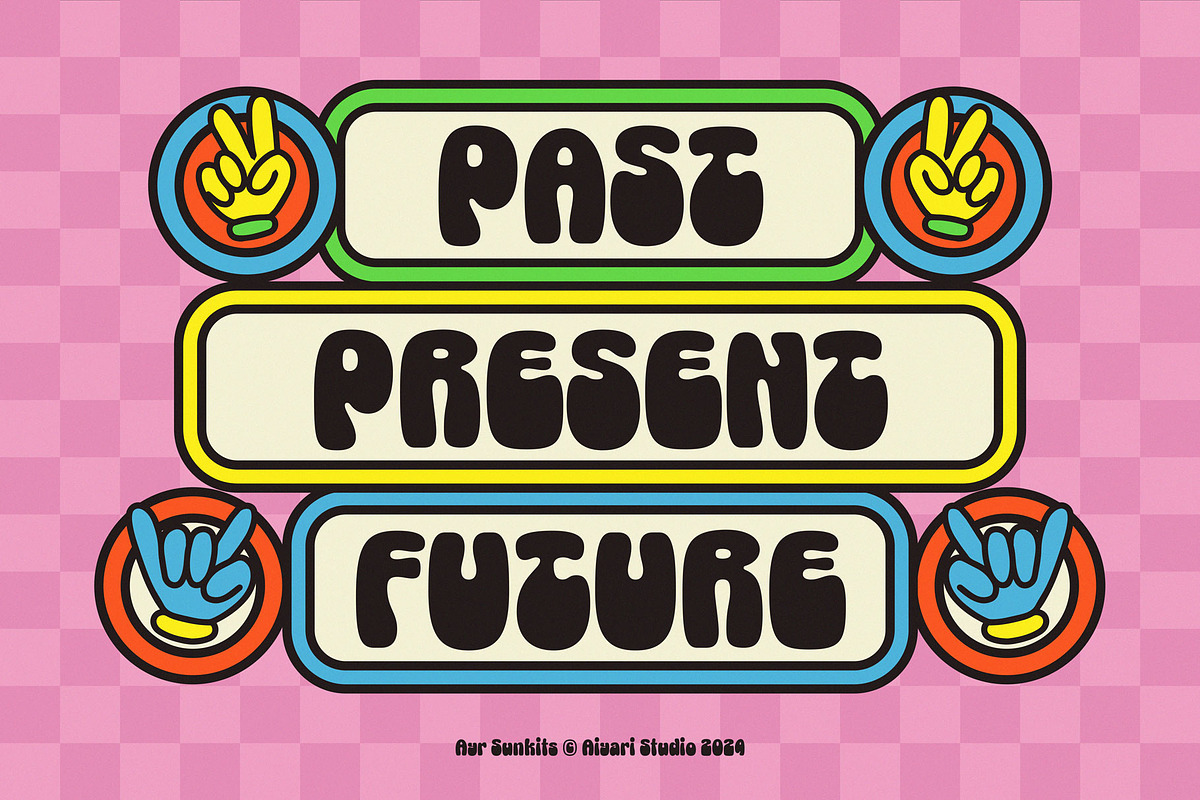 Sunkits Modern Groovy Typeface, a Sans Serif Font by Aiyari (Photo 6 of 11)