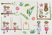 Best Friends - Watercolor Clip Arts, an Illustration by Tati Bordiu (Thumbnail 2 of 4)