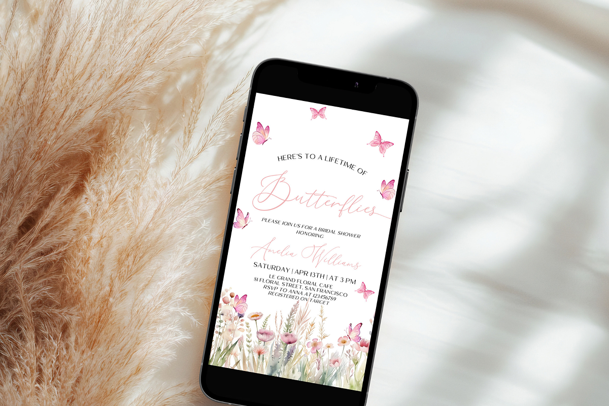 Digital Butterfly  Phone Invite, an Invitation Template by Digital_Mind (Photo 4 of 6)