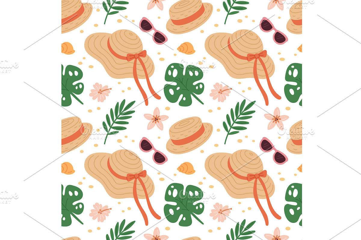 Straw hats seamless pattern, an Illustration by YummyBuum