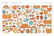 Groovy Hippie Collection, a Background Graphic by Martyshova (Thumbnail 2 of 16)