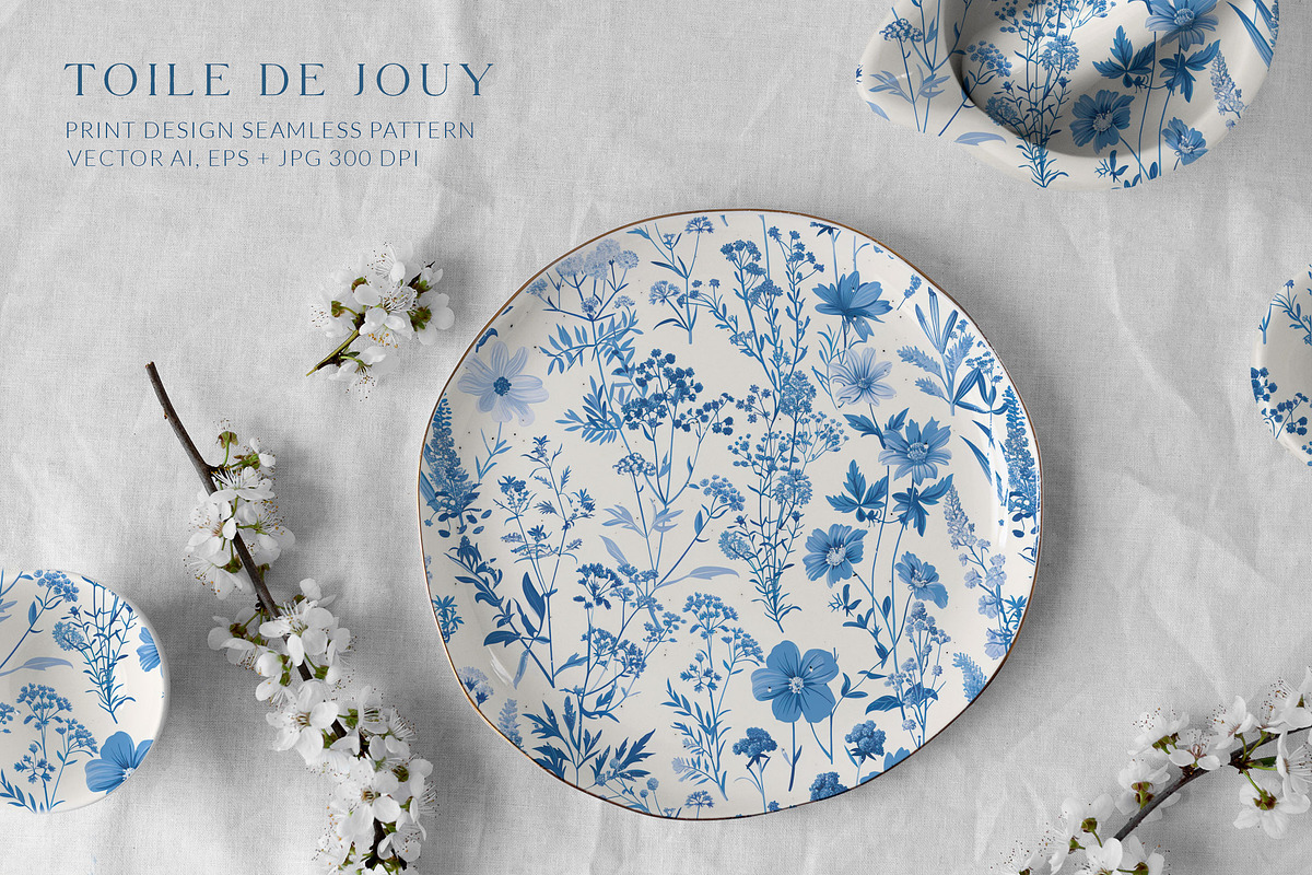 Toile De Jouy Vintage Floral Pattern, a Pattern Graphic by Olya Creative (Photo 6 of 7)