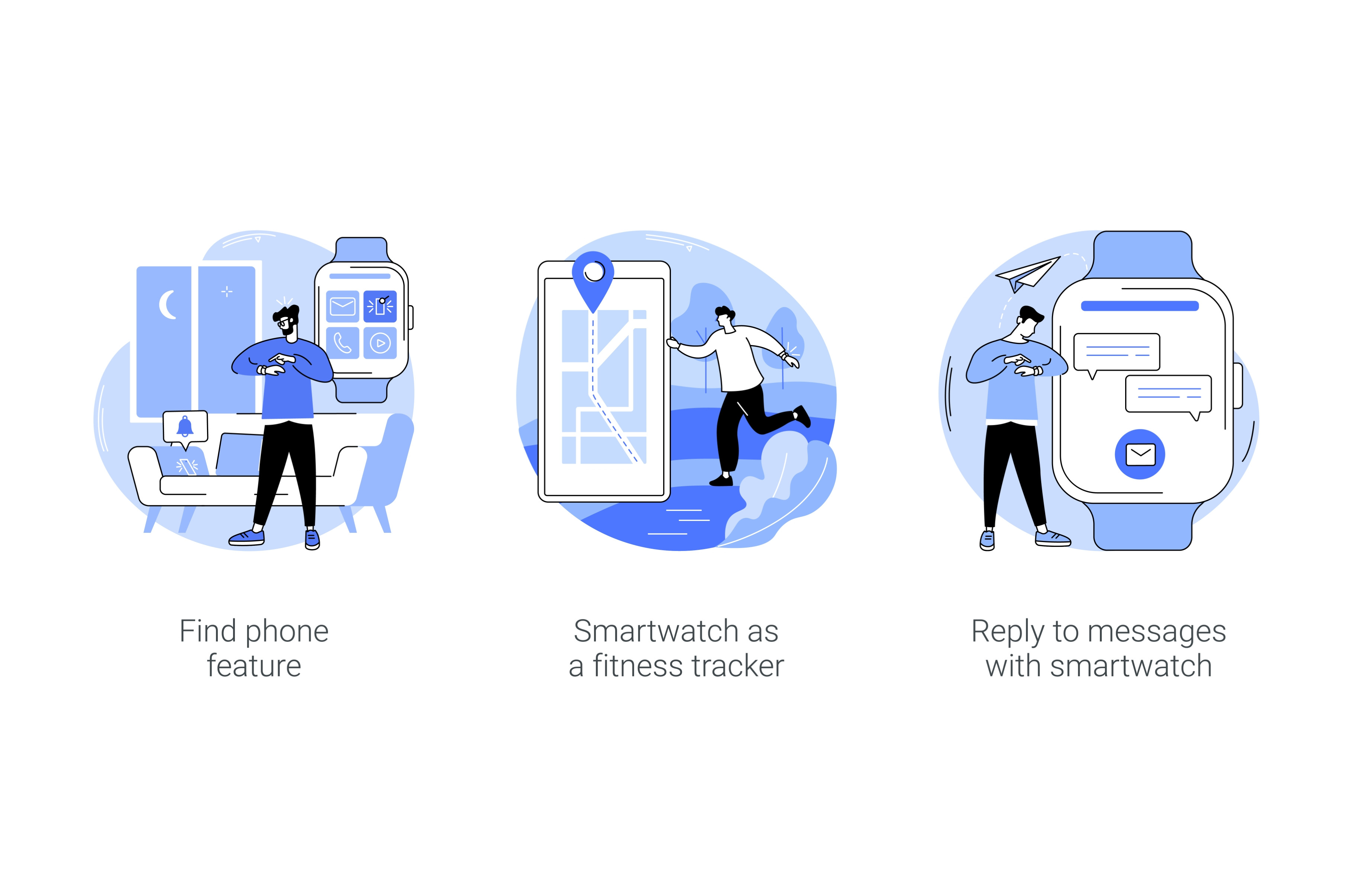 Smartwatch features isolated cartoon, a Technology Illustration by ...