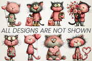 Whimsical Valentine Cats Clipart Set, an Animal Illustration by RobertsArt (Thumbnail 3 of 6)