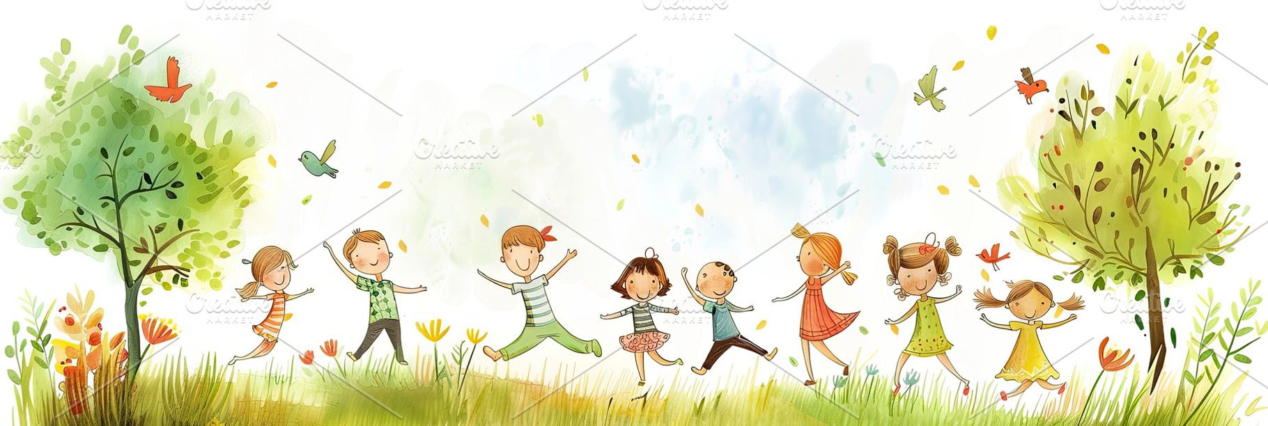 A whimsical illustration of happy ch, a Photo by LOGOCREATIVE
