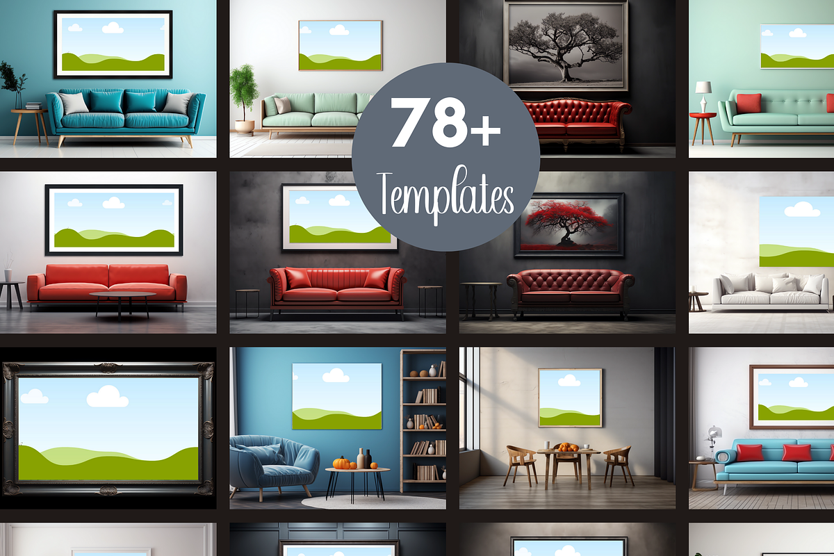 Horizontal Wall Art Canva Mockups, a Merchandise Mockup by LA Design (Photo 3 of 10)