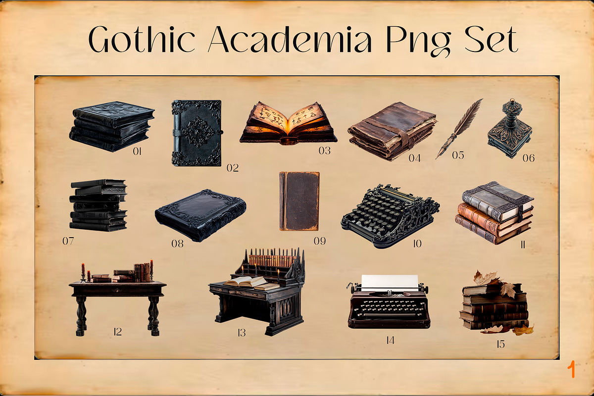Gothic Dark Academia PNG Collection, an Object Graphic by ViktoriaLapshyna (Photo 4 of 15)