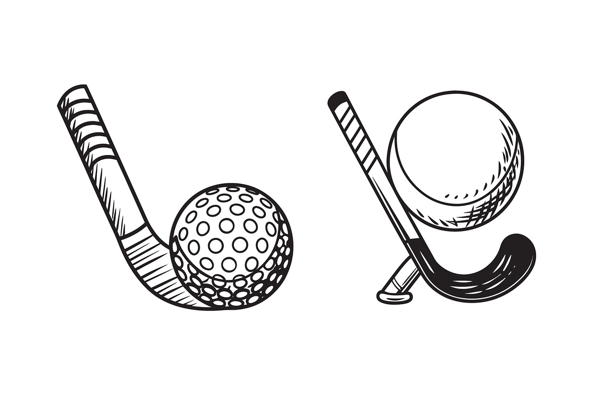 Field Hockey Stick and Ball Vectors, an Object Graphic by Billah Hub (Photo 1 of 3)