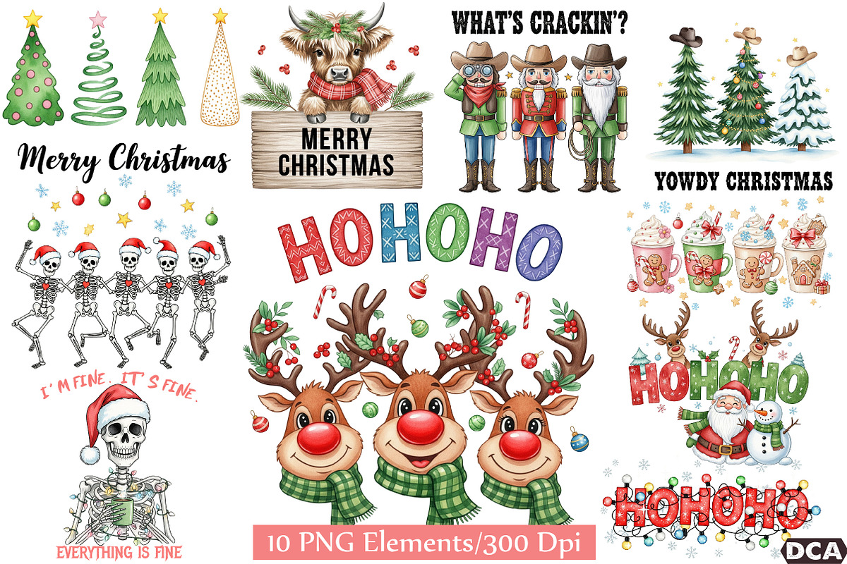 10 Christmas Sublimation Bundle, an Illustration by DreamCafeArt (Photo 1 of 7)