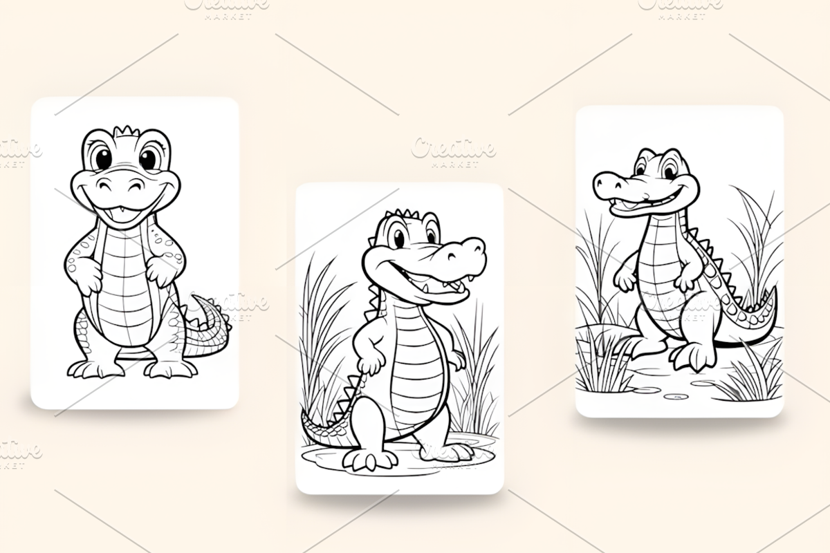 Easy Kids Coloring Pages of Alligato, an Animal Illustration by Design Station (Photo 2 of 3)