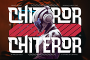 Chiteror Futuristic Display Font, a Sans Serif Font by timelesstype.co (Thumbnail 1 of 20)