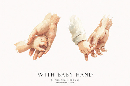 With Baby's Hand, a Person Illustration by PeDe Designs