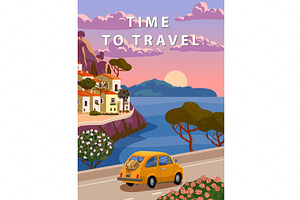 Time To Travel Italy, mediterranean, an Illustration by Vector_Up