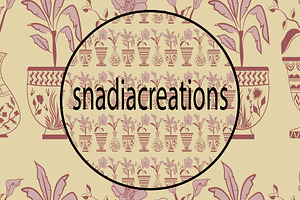 Vintage Potted Plants, a Pattern Graphic by snadiacreations