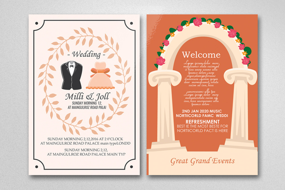 Two Sided Wedding Card, a Card Template by Business Flyers (Photo 2 of 2)