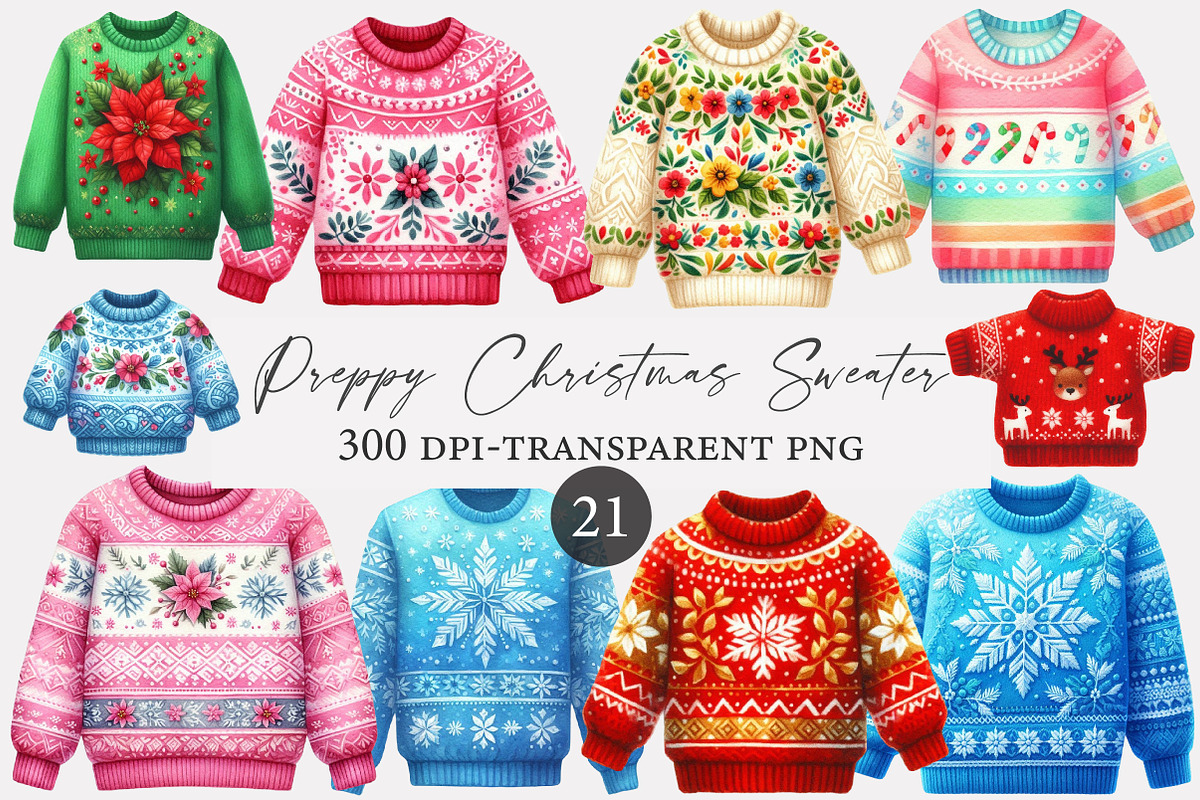Preppy Christmas Sweater PNG Clipart, an Illustration by Designworld (Photo 1 of 4)