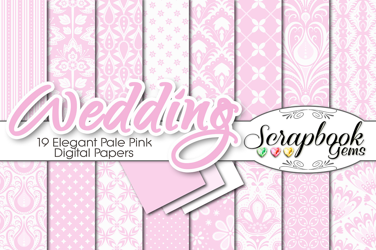 Pink Floral Damask Digital Papers, a Pattern Graphic by Scrapbook Gems (Photo 2 of 2)