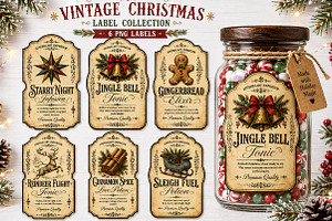 Vintage Christmas Apothecary Labels, a Seasonal Illustration by Rose Art
