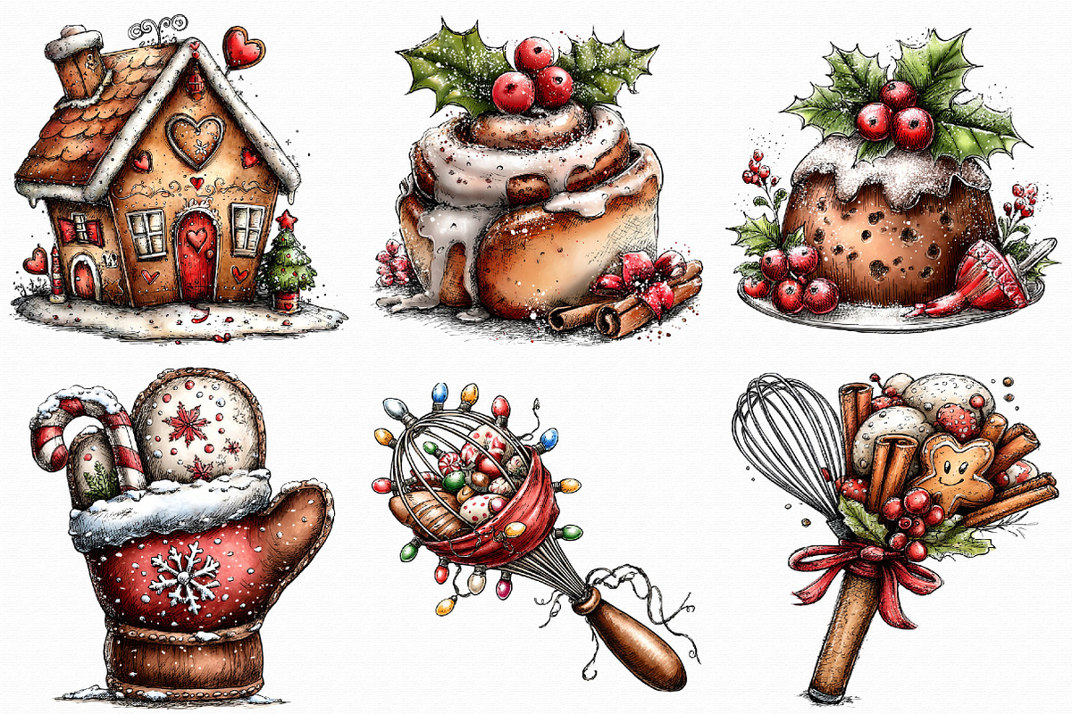 Whimsical Holiday Baking Clipart Bun, an Illustration by Libby Wishes (Photo 4 of 7)