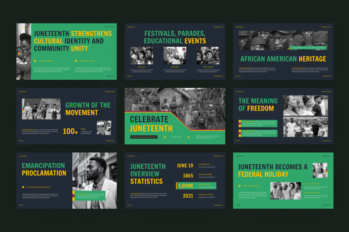 Celebrate Juneteenth Google Slides, a Presentation Template by Loin Studio