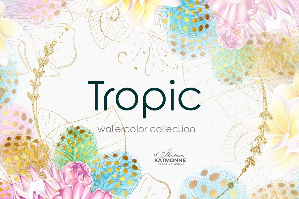 Tropic protea, watercolor clip art, a Seasonal Illustration by katmonne (Photo 9 of 9)
