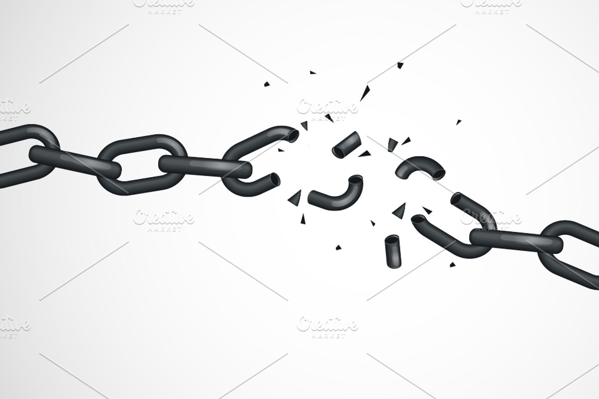 Vector Illustration Broken Chain, an Object Illustration by Black White Mouse Design