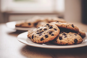 Freshly baked chocolate chip cookies, a Photo by Pavel_design