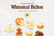 Whimsical Bichon: Kawaii Sticker Kit, an Animal Illustration by divanovskaya_nv (Thumbnail 10 of 18)