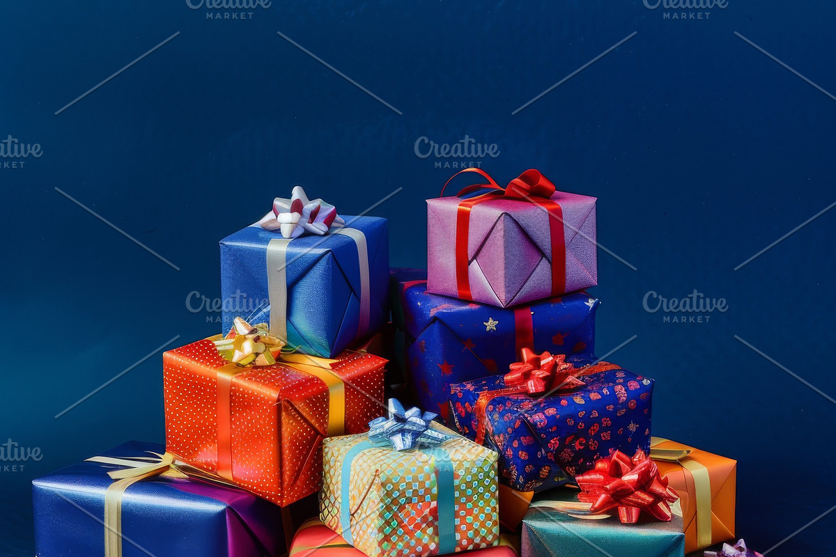 86 Gift boxes with ribbons and bows, a Holiday Photo by Handmadefont (Photo 21 of 90)