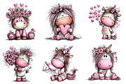 Valentine Whimsical Unicorn Clipart, an Illustration by Dream Creation (Thumbnail 2 of 7)