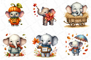 Watercolor Autumn Elephant Clipart, an Illustration by DreamPrint404 (Thumbnail 3 of 6)