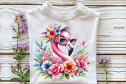 Summer Flamingo Garden Clipart, an Illustration by CraftArtStudio (Thumbnail 2 of 6)