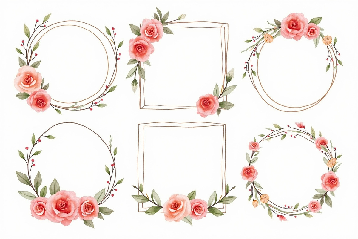 Rustic Floral Geometric Frame Bundle, an Illustration by musafir_fashion (Photo 11 of 14)