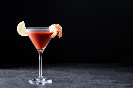 Shrimp cocktail on black background, a Food & Drink Photo by etorres69