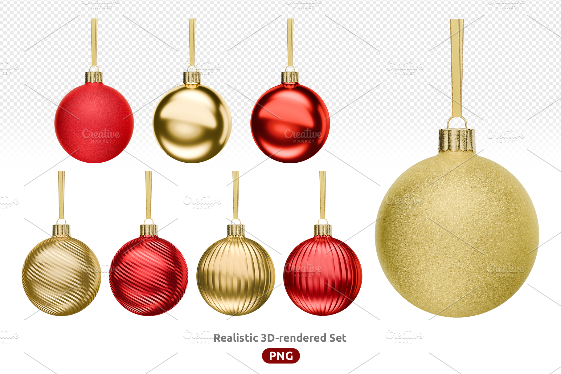 Golden and Red Christmas Balls Set, a Holiday Photo by jessicamdesign