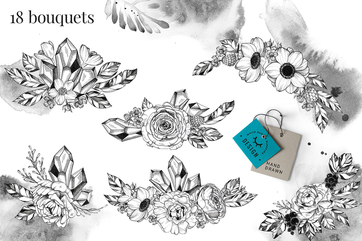 Black Ink Flowers and Watercolor, an Illustration by WBS Design (Photo 5 of 26)