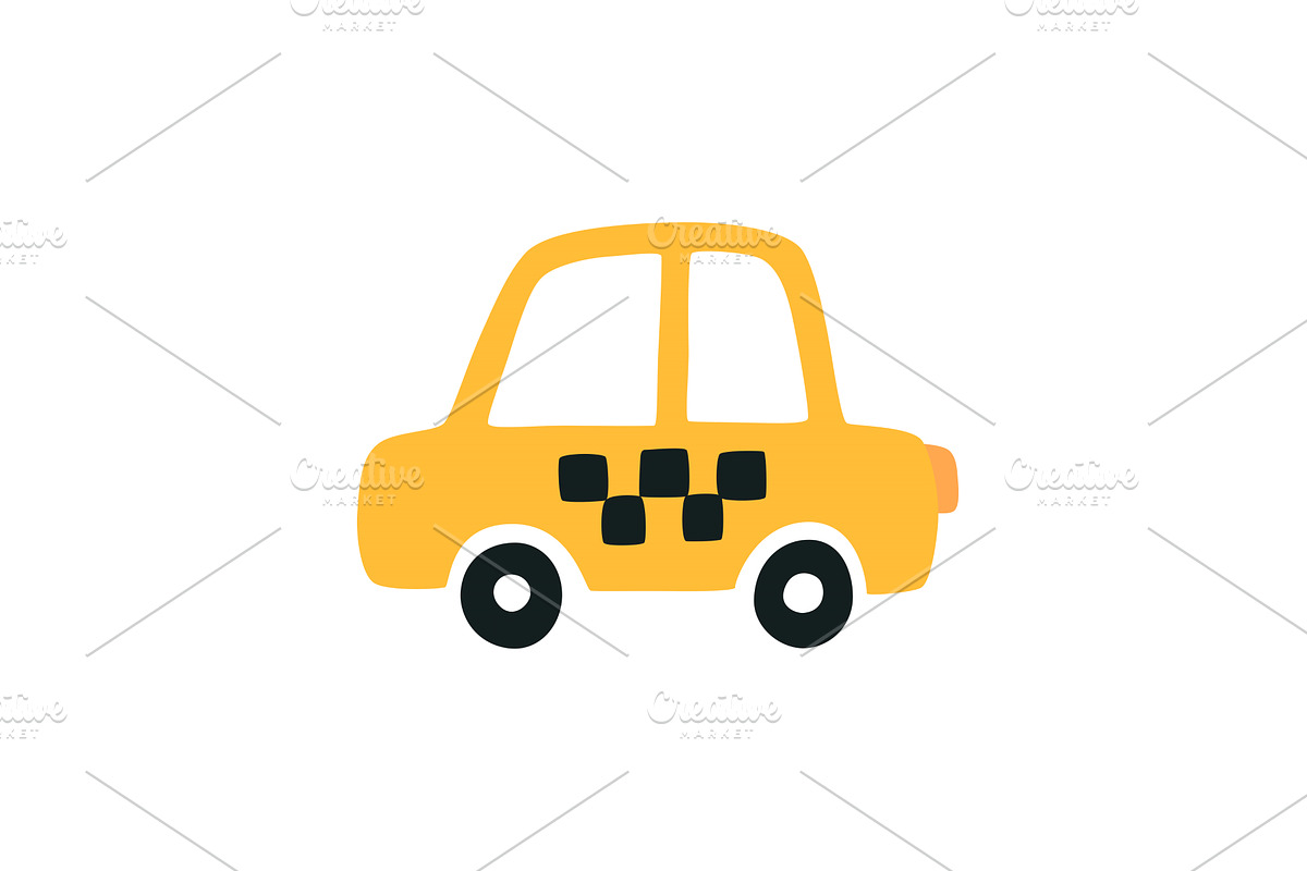 Taxi icon. Yellow checkered cab, a Transportation Illustration by Nadzin