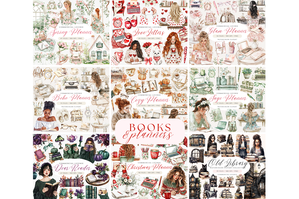 Watercolor Clipart Whole Shop Bundle, a Seasonal Illustration by ClipArtCharm (Photo 5 of 9)