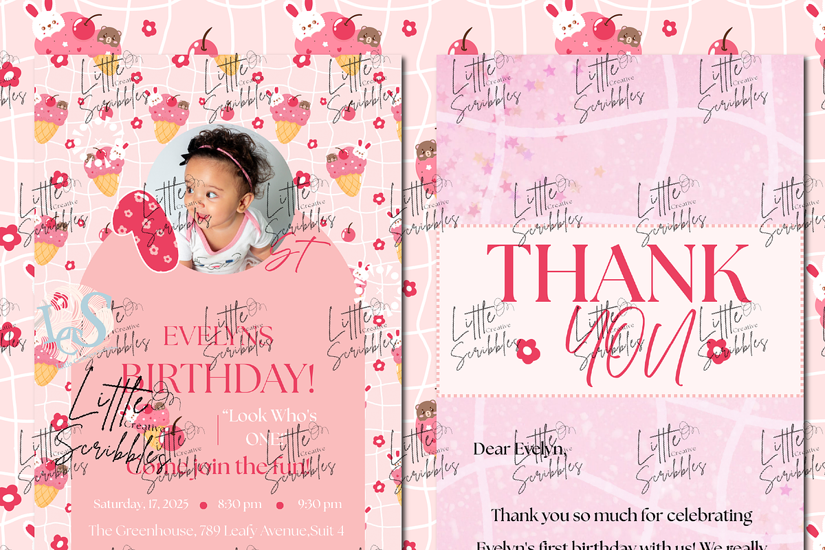 First Birthday Invite Canva Template, an Invitation Template by Little Creative Scribbles (Photo 4 of 6)