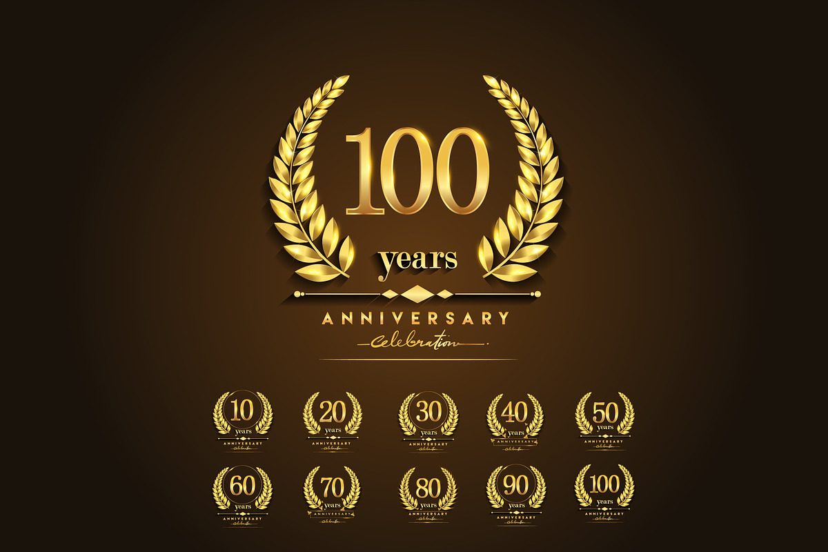 Golden Anniversary Badges, Logo Sets, a Graphic by OtpirusGraphic (Photo 1 of 5)
