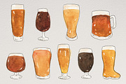 Watercolor Beer Glasses, an Illustration by R.Ewers Designs (Thumbnail 2 of 3)
