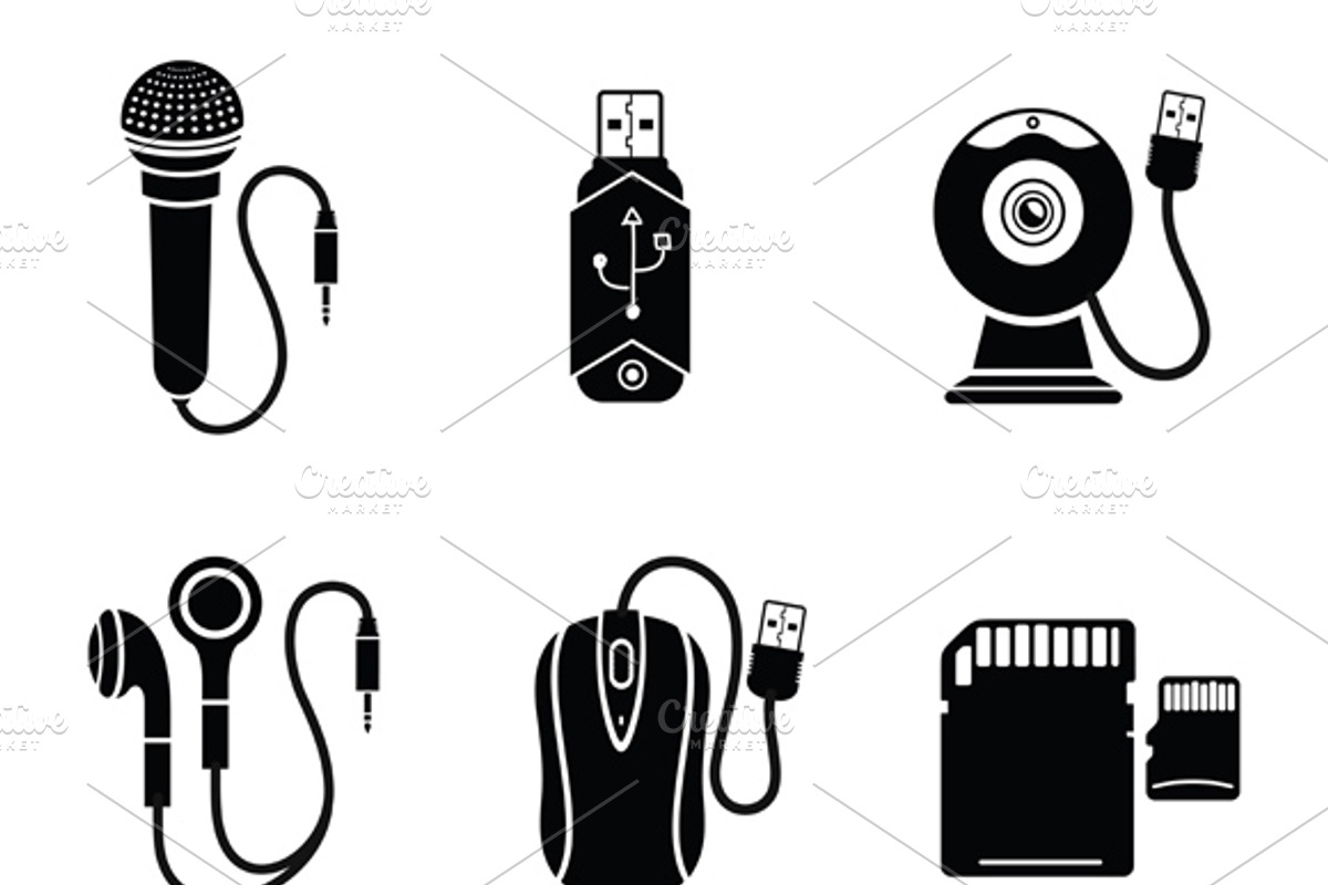 Icon set in black for digital